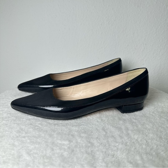 NWOB L.K. Bennett London Black Patent Leather Velvet Pointed Toe Loafers - Picture 2 of 14